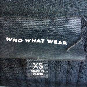 Who What Wear Black Ribbed Knit Short Sleeve Collared Midi Dress XS